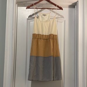 Anthropologie Cream and Tan Mini Dress